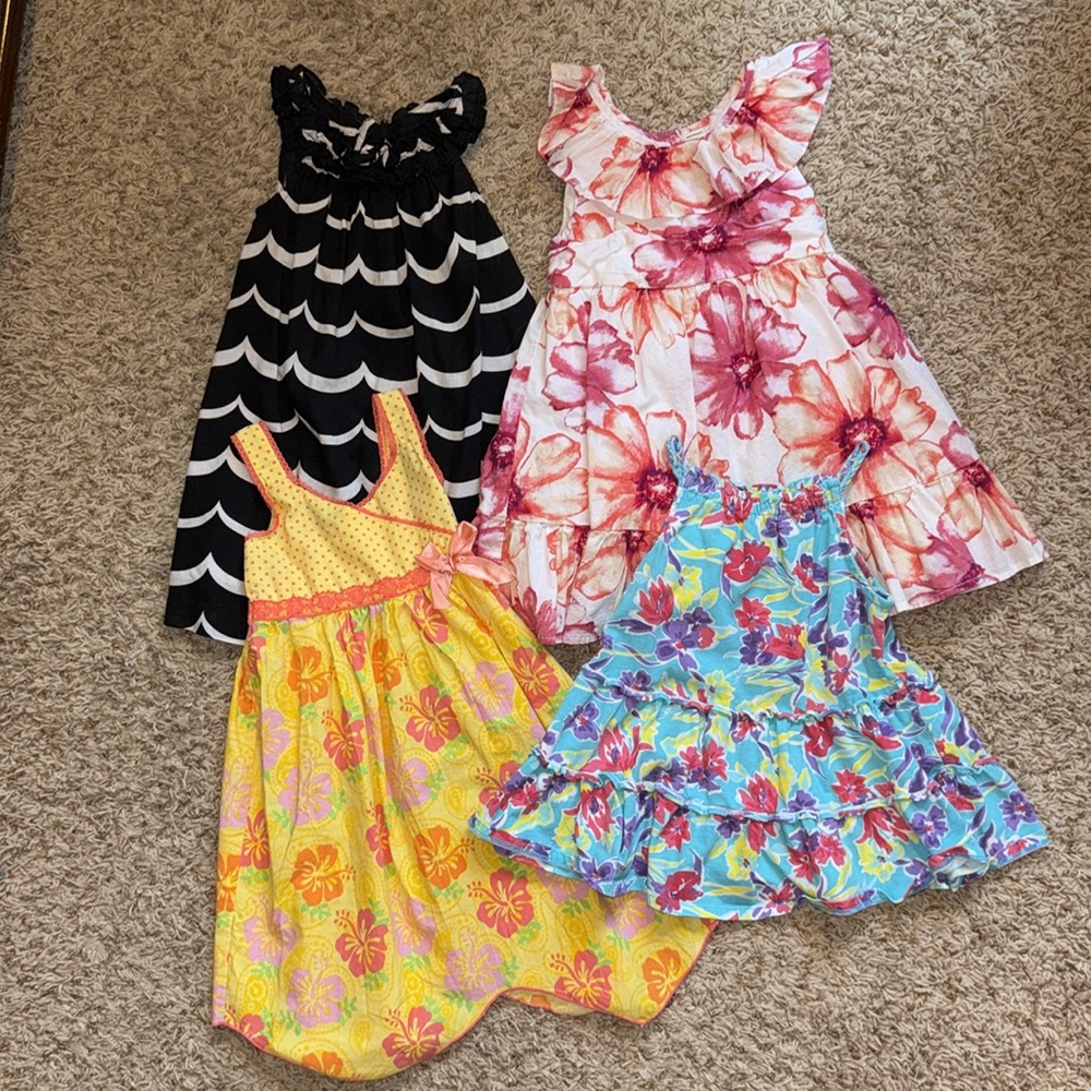 3t girls 4-piece sleeveless dress/tunic lot.
